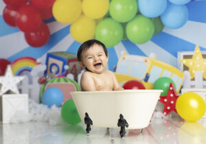 Baby laughing in the tub