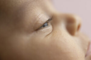Close up of newborn eyelashes