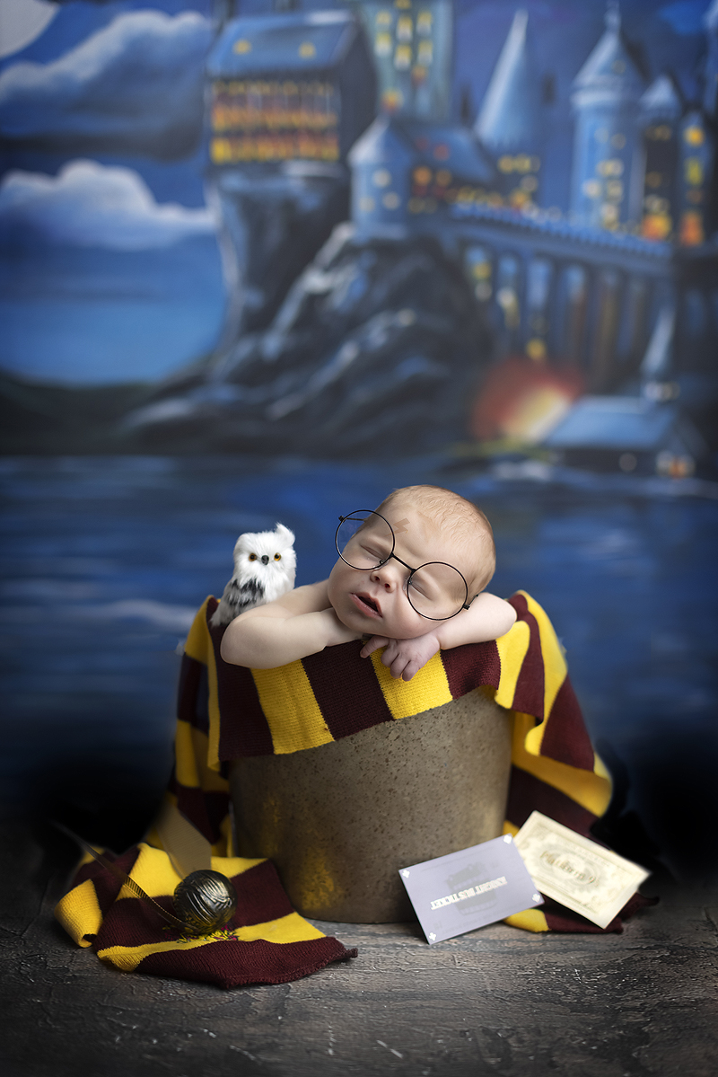 Newborn boy as Harry potter
