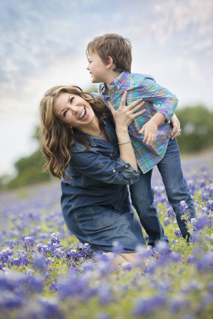 Mother and son at Dallas bluebonnet photo session