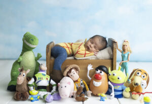 Newborn boy in Toy Story scene