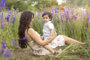 Mother and son in wildflowers